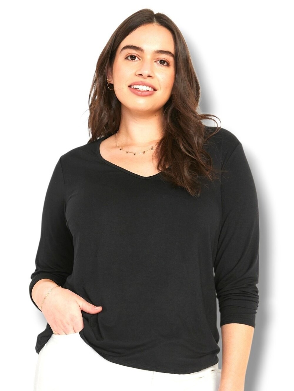 Old Navy Luxe Black Long Pullover Sleeve Tshirt | XL